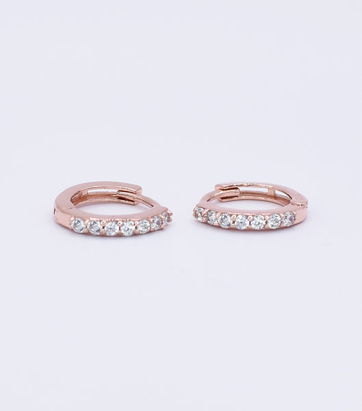 9ct Rose Gold Cubic Zirconia Huggie Earrings