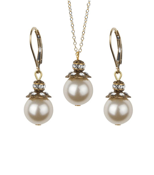 Antique Style Gold Leverback Earring and Necklace Set, Jewellery Sets - Katherine Swaine
