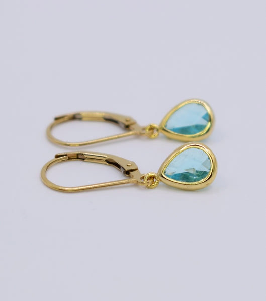Aquamarine Teardrop Leverback Earrings