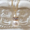 Crystal Rondelle And Pearl Pendant Necklace, Necklace - Katherine Swaine