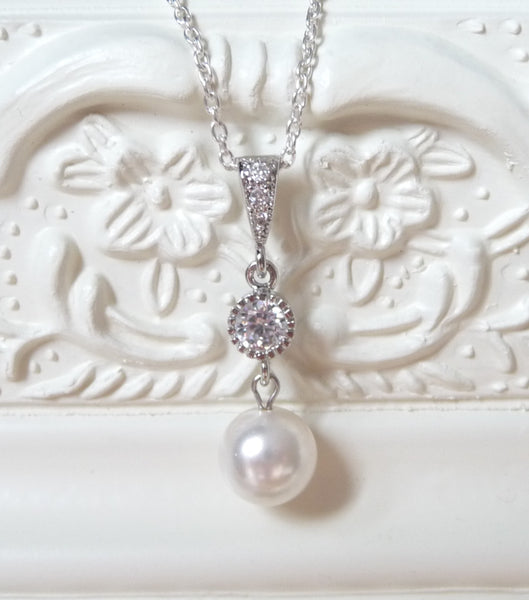 Crystal And Pearl Drop Pendant Necklace, Necklace - Katherine Swaine