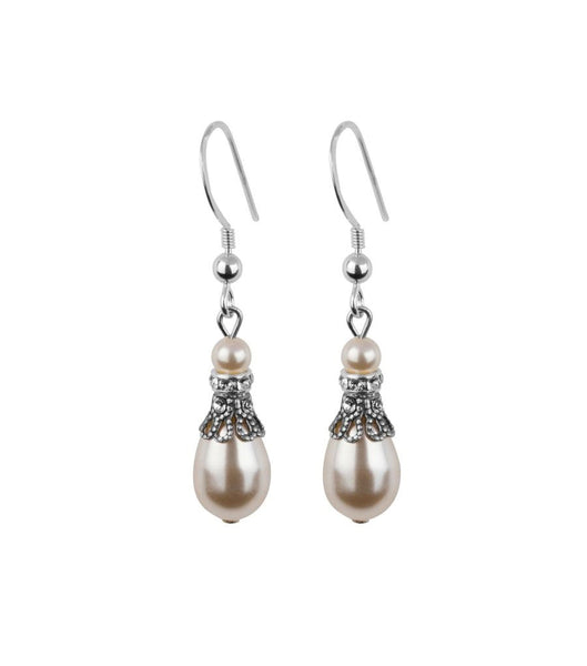 Crystal Filigree And Pearl Fish Hook Earrings, earrings - Katherine Swaine