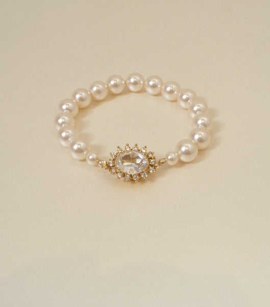 Crystal And Pearl Single String Bracelet, bracelet - Katherine Swaine