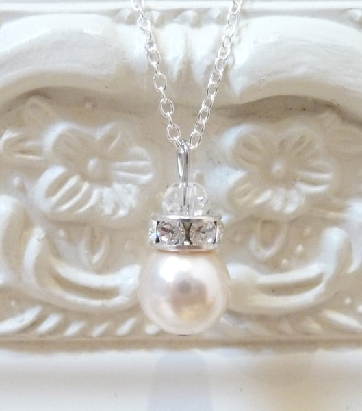 Crystal Rondelle And Pearl Pendant Necklace, Necklace - Katherine Swaine