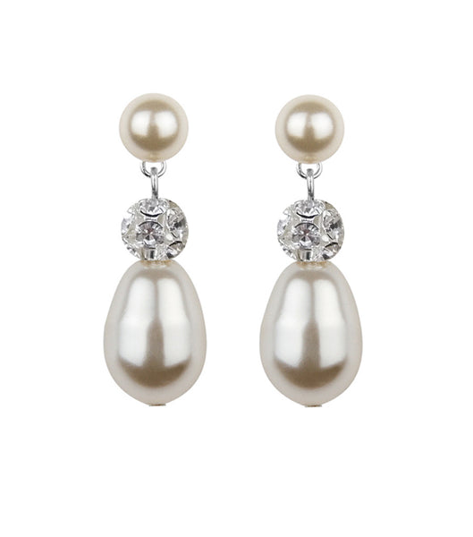 Diamante pearl drop earrings discount