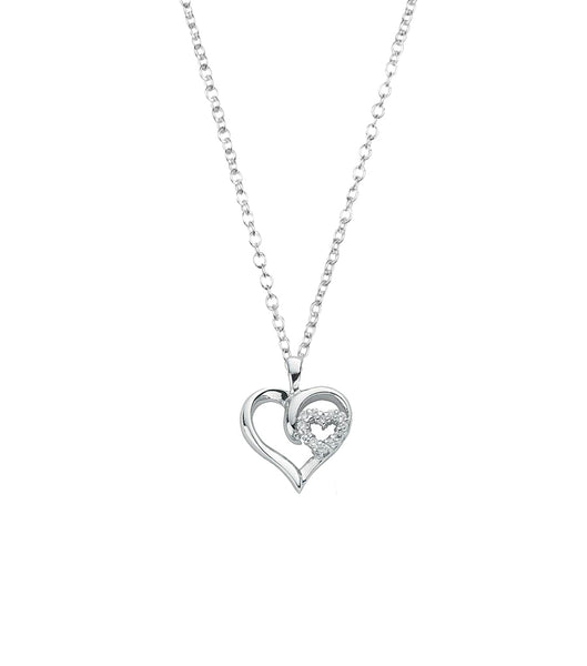 Double Heart Silver Pendant Necklace, Necklace - Katherine Swaine