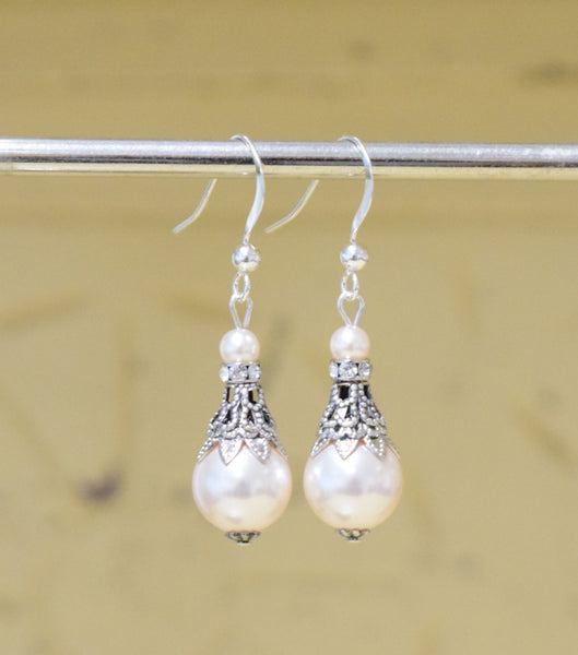 Filigree And Pearl Fish Hook Earrings, earrings - Katherine Swaine