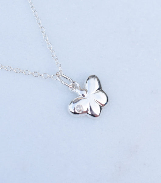 Girls Silver Butterfly Pendant With Cubic Zirconia, Necklace - Katherine Swaine