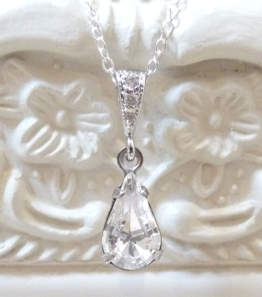 Rhinestone Drop Pendant Necklace, Necklace - Katherine Swaine