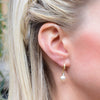 Yellow Gold Rhinestone And Pearl Fish Hook Earrings, earrings - Katherine Swaine