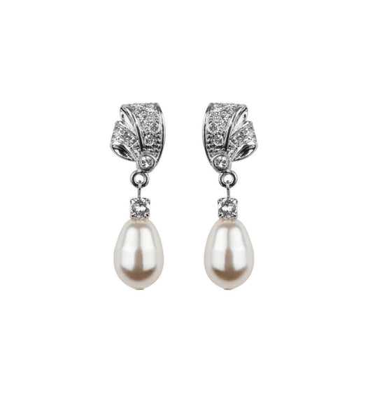 Rhinestone And Teardrop Pearl Earrings, earrings - Katherine Swaine