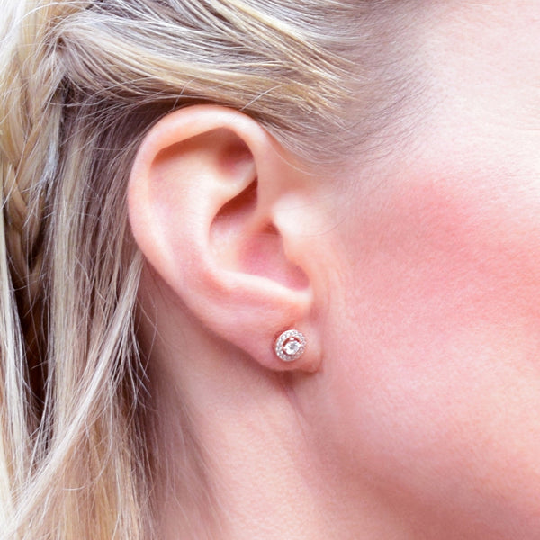 Rose gold cubic zirconia earrings sales
