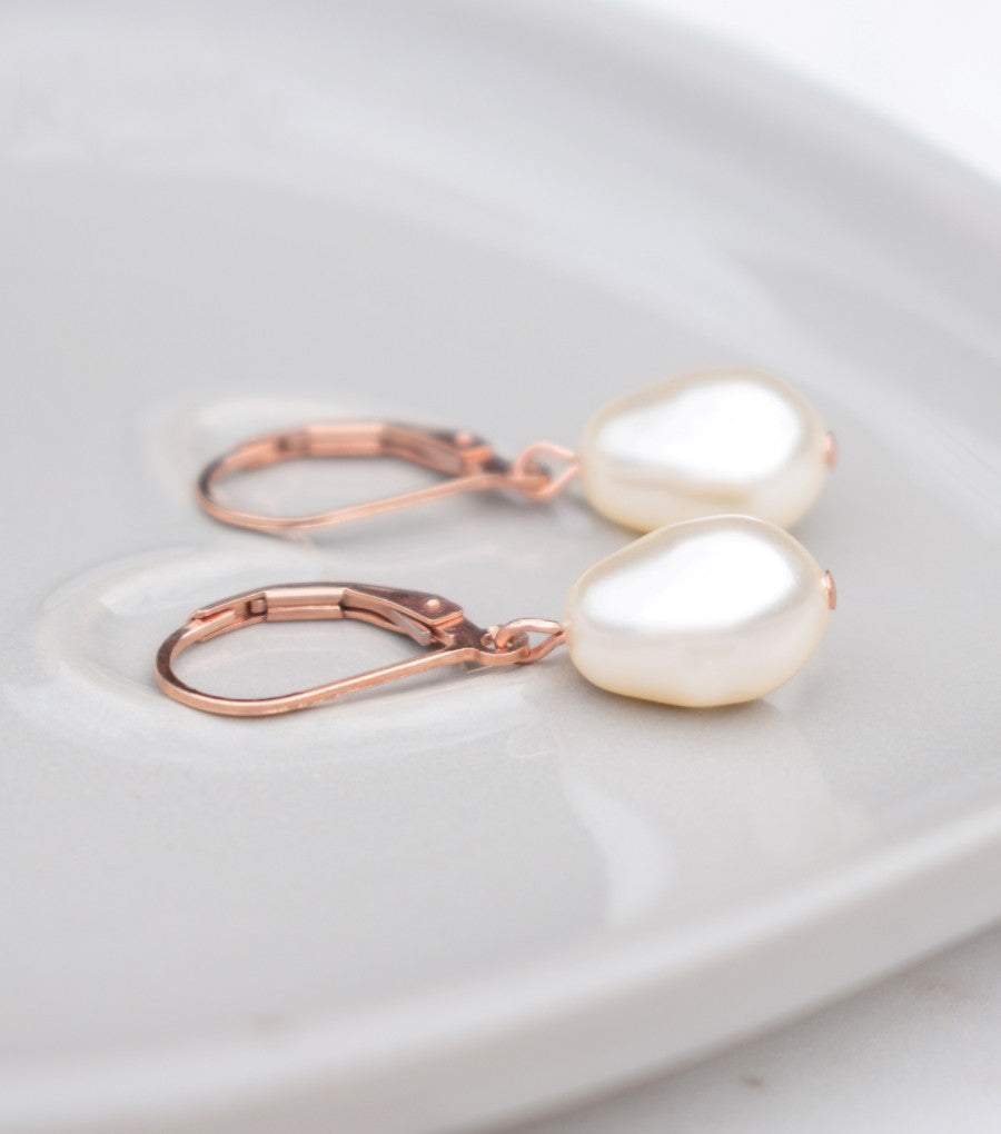 Rose Gold Lever Back Earrings, earrings - Katherine Swaine