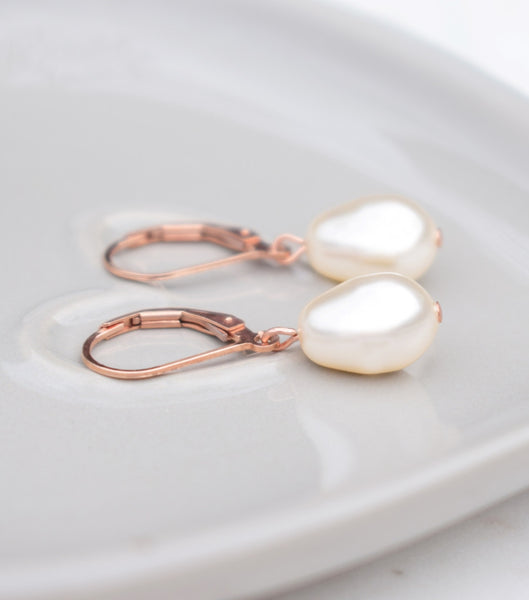 Rose Gold Lever Back Earrings, earrings - Katherine Swaine