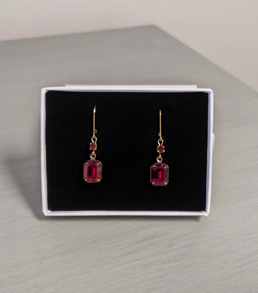 Ruby Vintage Crystal Leverback Earrings