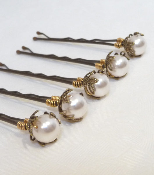 Set Of Five Antique Style Leaf Hair Grips, Hair Pins and Grips - Katherine Swaine