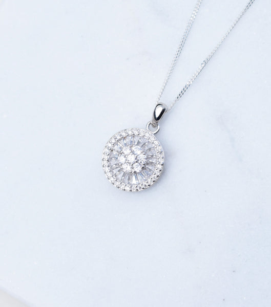 Silver Deco Cluster Pendant Necklace, Necklace - Katherine Swaine