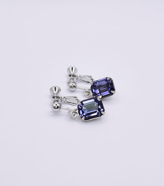 Tanzanite Crystal Clip On Earrings