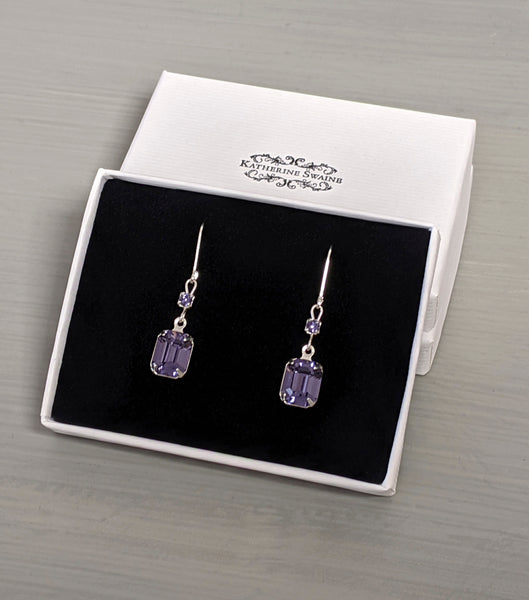 Tanzanite Crystal Leverback Earrings