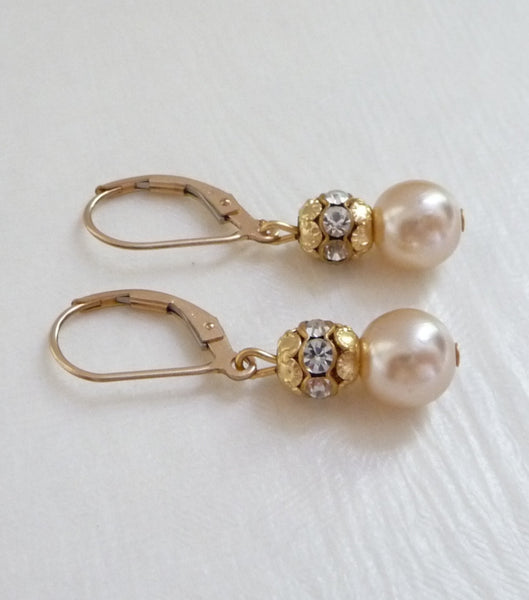 Vintage Gold Leverback Earrings, earrings - Katherine Swaine