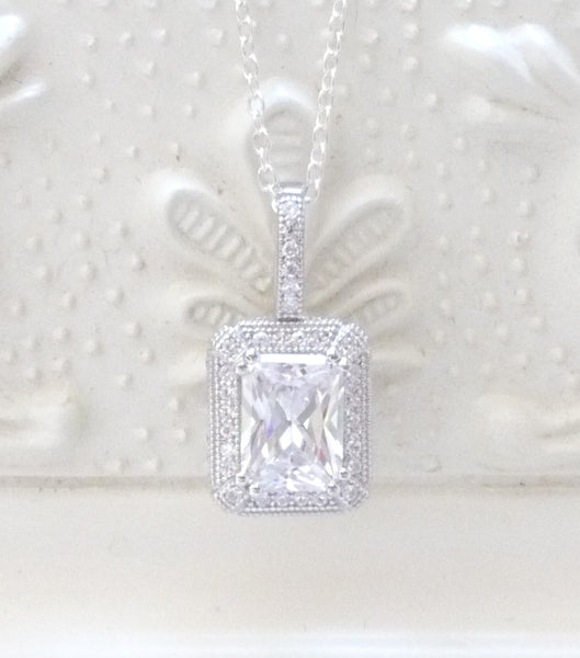 Vintage Style Cubic Zirconia Pendant Necklace, Necklace - Katherine Swaine