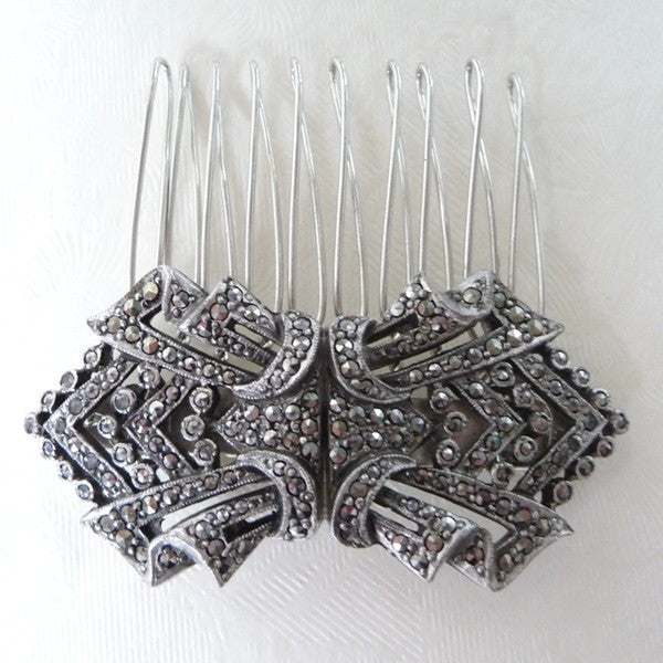 Vintage Art Deco 1930's Marcasite Hair Comb *SOLD*, Hair Comb - Katherine Swaine