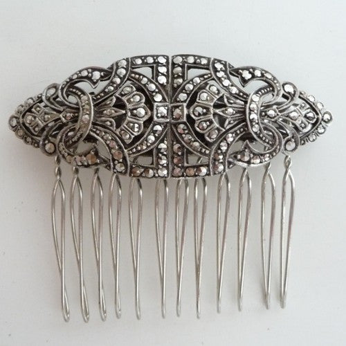 Vintage Art Deco Marcasite Hair Comb, Hair Comb - Katherine Swaine