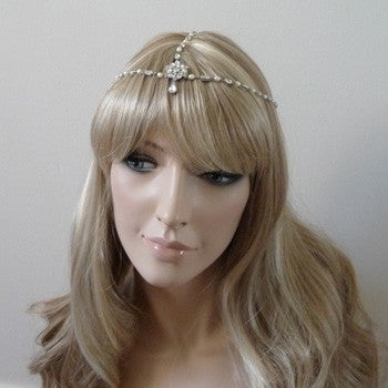 Vintage Inspired Rhinestone and Pearl Forehead Headdress, Headdress - Katherine Swaine