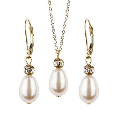 Vintage Inspired Teardrop Earring and Necklace Set, Jewellery Sets - Katherine Swaine