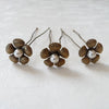 Set Of Three Antique Gold Flower Hair Grips, Hair Pins and Grips - Katherine Swaine
