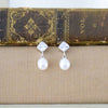 Cultured Pearl And Cubic Zirconia Drop Earrings, earrings - Katherine Swaine