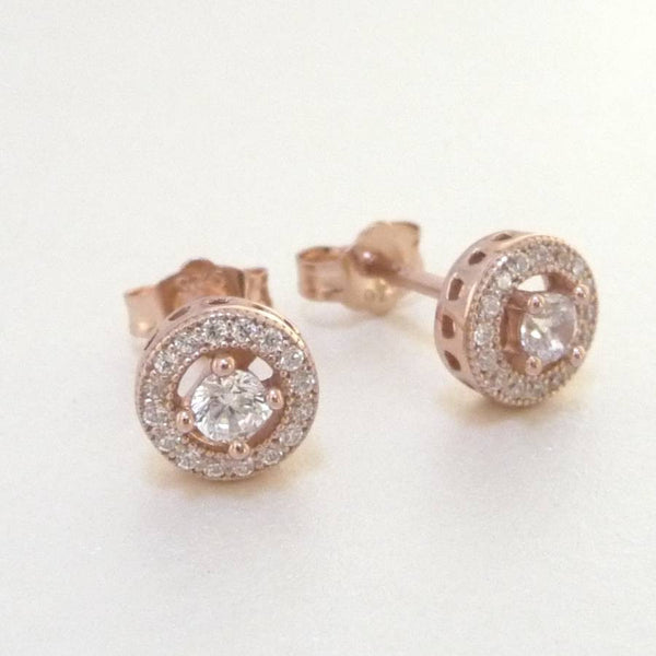 Rose Gold Cubic Zirconia Stud Earrings – Katherine Swaine