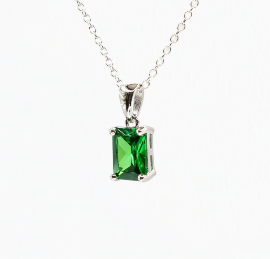 925 Silver Green Cubic Zirconia Necklace