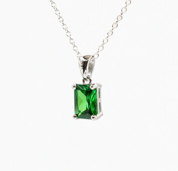 925 Silver Green Cubic Zirconia Necklace