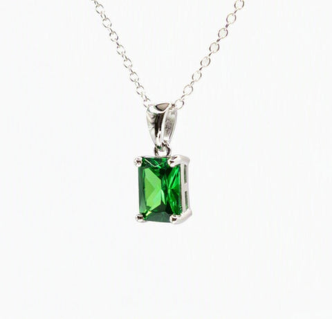 925 Silver Green Cubic Zirconia Necklace