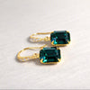 Emerald Green and Gold Cubic Zirconia Fishhook Earrings
