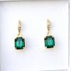 Emerald Green and Gold Cubic Zirconia Fishhook Earrings