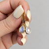 White Opal Teardrop Leverback Earrings