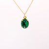 Oval Emerald Green Crystal Necklace