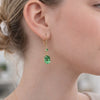 Peridot Green Crystal Leverback Earrings