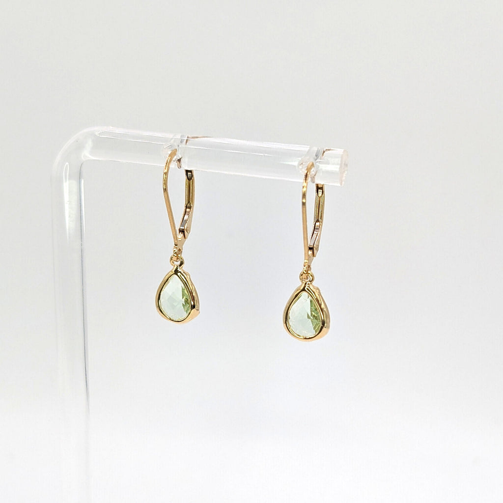 Light Peridot Green Teardrop Earrings