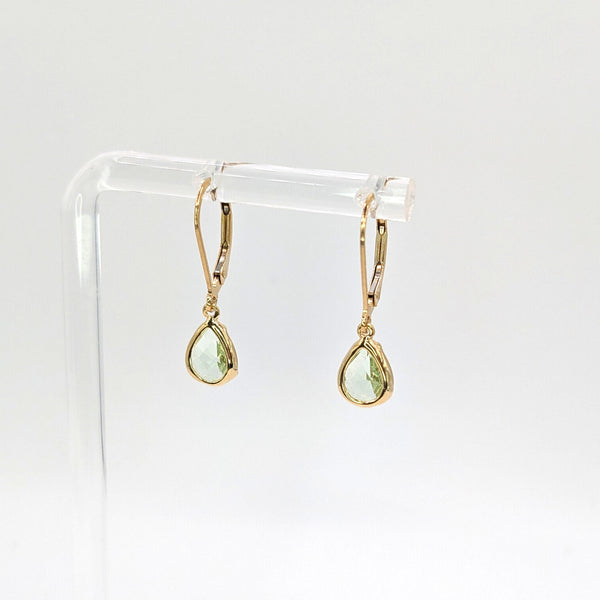 Light Peridot Green Teardrop Earrings