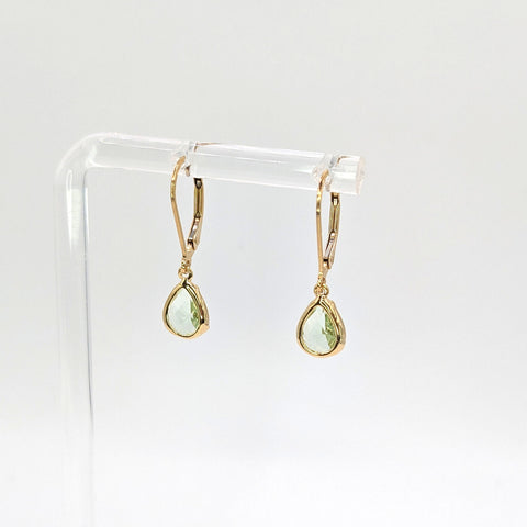 Light Peridot Green Teardrop Earrings