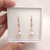 Rose Gold Long Teardrop Pearl Earrings
