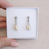 Rhinestone And Teardrop Pearl Clip On Earrings