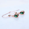 Rose Gold Plated Emerald Green Teardrop Birthstone Earrings