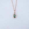 Rose Gold Plated Emerald Green Teardrop Birthstone Necklace