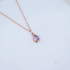 Rose Gold Plated Amethyst Purple Teardrop Birthstone Necklace