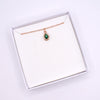 Rose Gold Plated Emerald Green Teardrop Birthstone Necklace