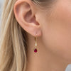 Garnet Red Deco Long Teardrop Leverback Earrings